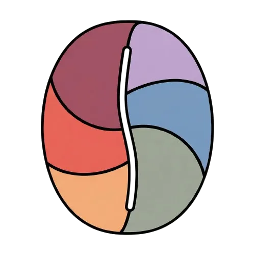 VRG Coffee logo: a coffee bean in the colours of the Visual Recognition Group